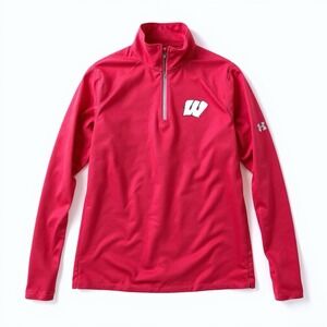 Wisconsin Badgers Shirt Mens Medium Under Armour Long Sleeve Red Loose Heatgear